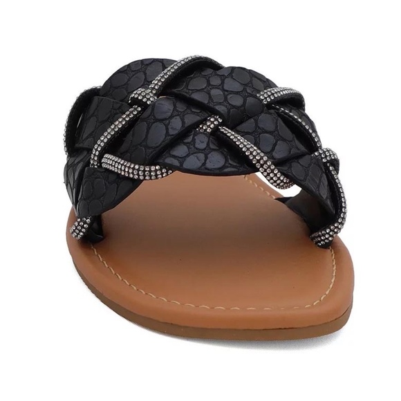 YoKi Alabama Braided Rhinestone Flat Sandals, Size 7, Color Black. NIB - Picture 1 of 5